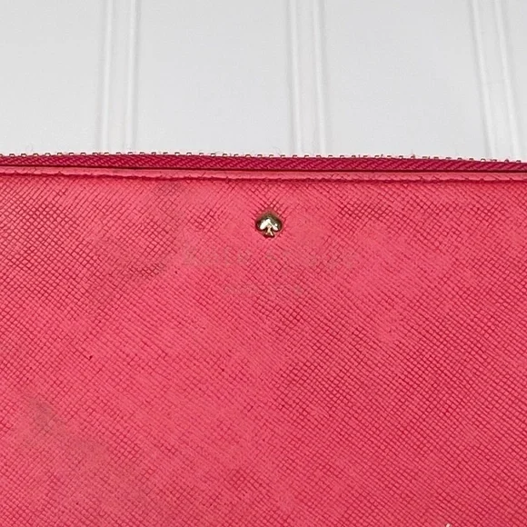 Kate Spade Wallet Clutch Zip Around Pink Leather - Picture 3 of 10